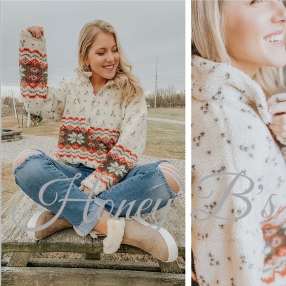 Fair Isle Sherpa Teddy Sweater - Picture 2 of 5